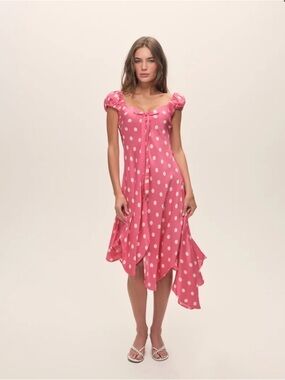 For Love & Lemons Pink Lillian Midi Dress
